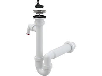 Сифон для мойки с нержавеющей peшeткой DN70 и штуцером, Alcaplast