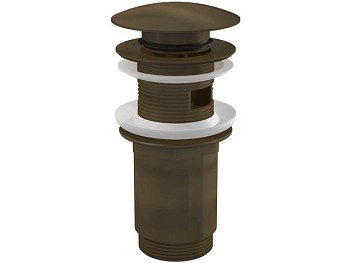 Водослив для умывальника click/clack 5/4",цельнометалл. с большой заглушкой, бронза антик, Alcaplast
