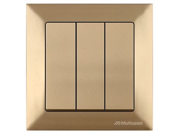 Выключатель 3-клав. (скрытый, винт. зажим) золото, DARIA, MUTLUSAN