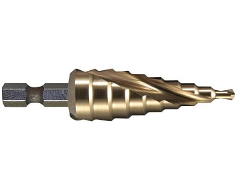 Сверло ступенчатое HSS-TiN с коническим желобком, 4-12, хв 6-ти гран MAKITA