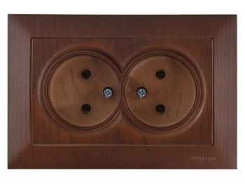 Розетка 2-ая (скрытая, б/з, керамика) орех, DARIA, MUTLUSAN