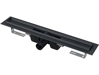 Водоотводящий желоб с порогами для перфорированной решетки, черный-мат, APZ1BLACK-650, Alcaplast