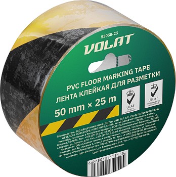 Лента ПВХ клейкая для разметки 50ммх25м ВОЛАТ