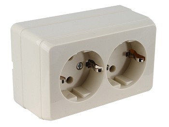 Розетка 2-ая (открытая, с/з) кремовая, BRON, MUTLUSAN
