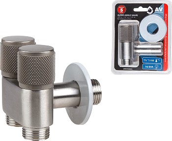 Кран вентильный угловой 1/2" нар. Х 1/2" нар. Х 1/2" нар. установочный, AV Engineering