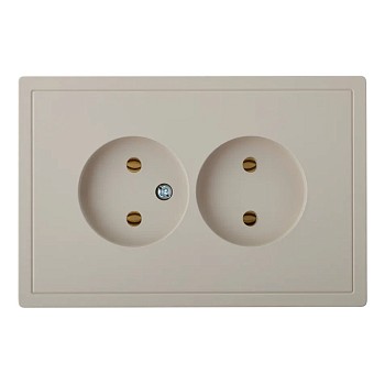 Розетка 2-ая (скрытая, б/з) песочная, Carre, BYLECTRICA