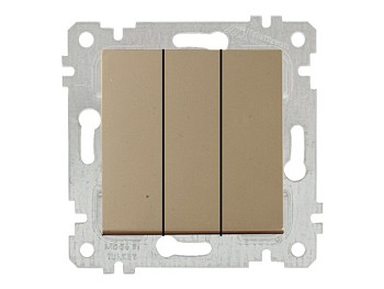 Выключатель 3-клав. (скрытый, без рамки, винт. зажим) золото, RITA, MUTLUSAN