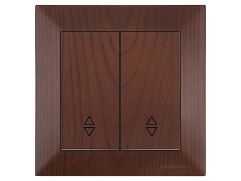 Выключатель проходной 2-клав. (скрытый, винт. зажим) орех, DARIA, MUTLUSAN