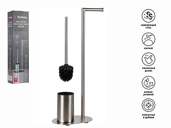 Ершик с держателем для туалетной бумаги, нержавеющая сталь, PERFECTO LINEA