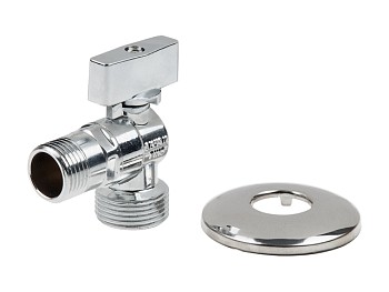 Кран шаровый угловой 1/2" нар.х 3/4" нар. для стир. машины ХРОМ., AV Engineering