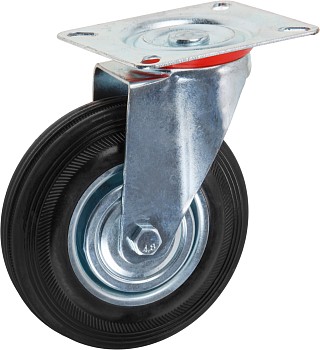 Опора колёсная d-125мм на площадке без фиксатора, резиновая STARFIX