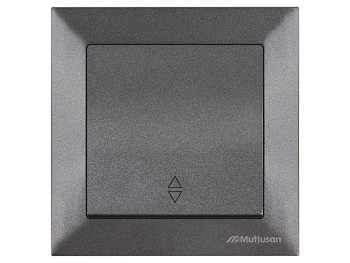 Выключатель проходной 1-клав. (скрытый, винт. зажим) дымчатый,, DARIA, MUTLUSAN