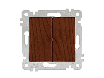 Выключатель 2-клав. (скрытый, без рамки, винт. зажим) орех, RITA, MUTLUSAN