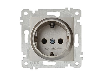 Розетка 1-ая (скрытая, без рамки, с/з) титан, RITA, MUTLUSAN