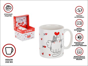 Кружка керамическая, в кор., 350 мл., CATS-3, PERFECTO LINEA