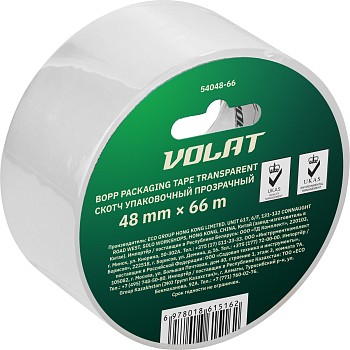 Скотч упаковочный прозрачный 48ммх66м ВОЛАТ