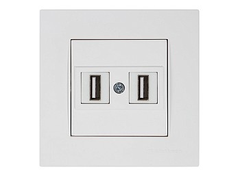 Розетка компьютерная 2хUSB (скрытая) белая (не для зарядки) RITA, MUTLUSAN
