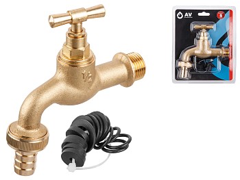 Кран водоразборный 1/2" нар. настенный со штуцером, AV Engineering
