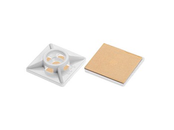 Площадка для хомут-стяжки 27х27 мм самоклеящаяся, белая (100 шт в пакете)