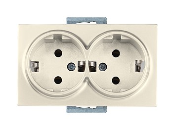 Розетка 2-ая (скрытая,с/з, керамика) кремовая, DARIA, MUTLUSAN