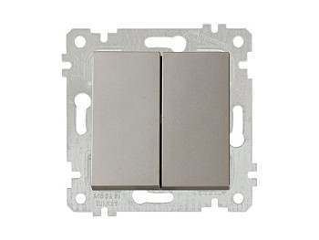 Выключатель 2-клав. (скрытый, без рамки, пруж. зажим) титан, RITA, MUTLUSAN