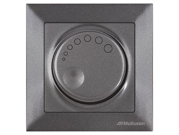 Выключатель поворотный (диммер) (скрытый, винт. зажим, 600Вт) дымчатый, DARIA, MUTLUSAN