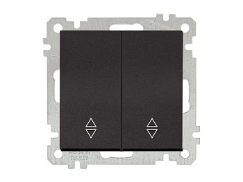 Выключатель проходной 2-клав. (скрытый, без рамки, пруж. зажим) черный, DARIA, MUTLUSAN