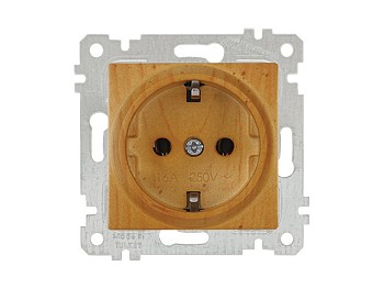 Розетка 1-ая (скрытая, без рамки, с/з) дуб, RITA, MUTLUSAN