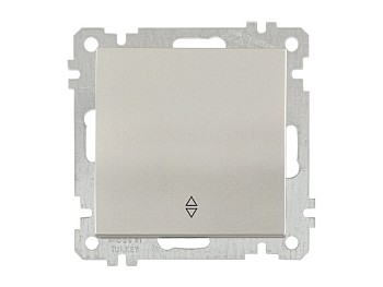 Выключатель прох. 1-клав. (скр, б/рамки, пруж.заж) титан, CANDELA (DARIA), MUTLUSAN