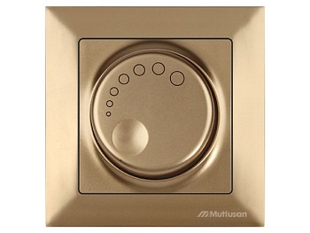 Выключатель поворотный (диммер) (скрытый, винт. зажим, 1000Вт) золото, DARIA, MUTLUSAN