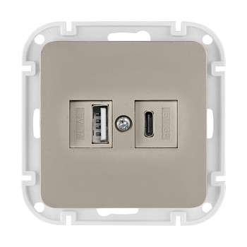 Розетка с двумя USB-разъемами (скрытая, узел) песочная, Astrum BYLECTRICA