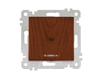 Выключатель 1-клав. (с подсветкой, скрытый, без рамки, винт. зажим) орех, RITA, MUTLUSAN