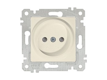 Розетка 1-ая (скрытая, без рамки, б/з, шторки) кремовая, RITA, MUTLUSAN