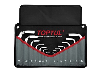 Набор ключей шестигр. 2-19мм 14шт (черное полотно) TOPTUL