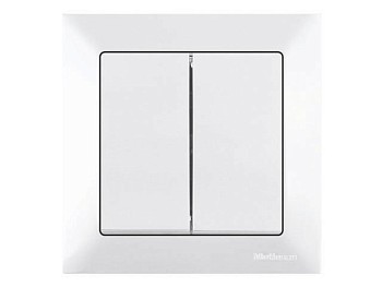 Выключатель 2-клав. (скрытый, винт. зажим) белый, DARIA, MUTLUSAN