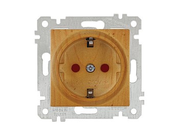 Розетка 1-ая (скрытая, без рамки, с/з, шторки) дуб, RITA, MUTLUSAN
