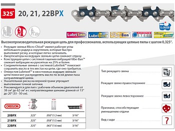 Цепь 37 см 15" 0.325" 1.6 мм 62 зв. 22BP (в блистере) OREGON