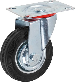 Опора колёсная d-100мм на площадке без фиксатора, резиновая STARFIX