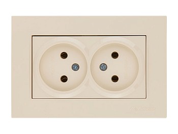 Розетка 2-ая (скрытая, б/з, керамика) кремовая, RITA, MUTLUSAN