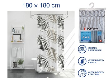 Шторка для ванной (12 колец в комплекте), 180x180 см, Harmony, оазис, PERFECTO LINEA