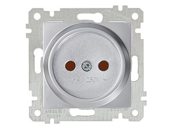Розетка 1-ая (скрытая, без рамки, б/з, шторки) серебро, RITA, MUTLUSAN