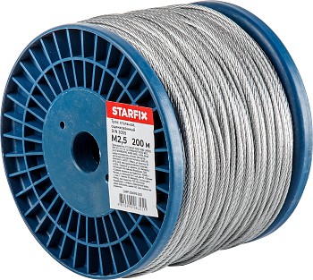 Трос стальной, оцинк. М2.5 DIN 3055 (бухта 200 м) STARFIX