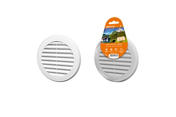 Решетка круглая с москитной сеткой, белая, с фланцем d100, внеш. D136 TDM