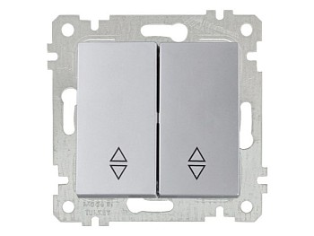 Выключатель проходной 2-клав. (скрытый, без рамки, винт. зажим) серебро, RITA, MUTLUSAN