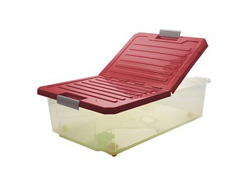 Ящик для хранения Unibox, 616х405х202 мм, 30 л, на роликах, бордовый, BRANQ