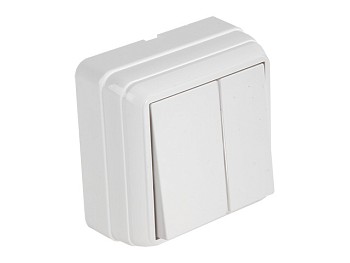 Выключатель 2-клав. (открытый) белый, BRON, MUTLUSAN