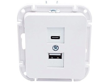 Розетка с двумя USB-разъемами (скрытая, узел) белая, Astrum BYLECTRICA