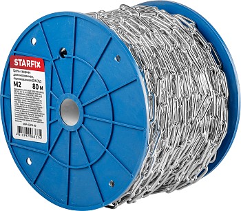 Цепь сварная длиннозвенная, оцинк. М2 DIN 763 (бухта 80 м) STARFIX