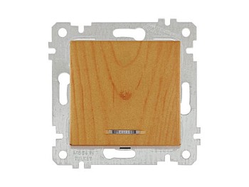 Выключатель 1-клав. (с подсветкой, скрытый, без рамки, винт. зажим) дуб, RITA, MUTLUSAN