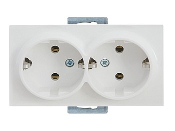 Розетка 2-ая (скрытая, с/з) белая, RITA, MUTLUSAN